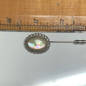 Silver and White Filigree Mother of Pearl Brooch